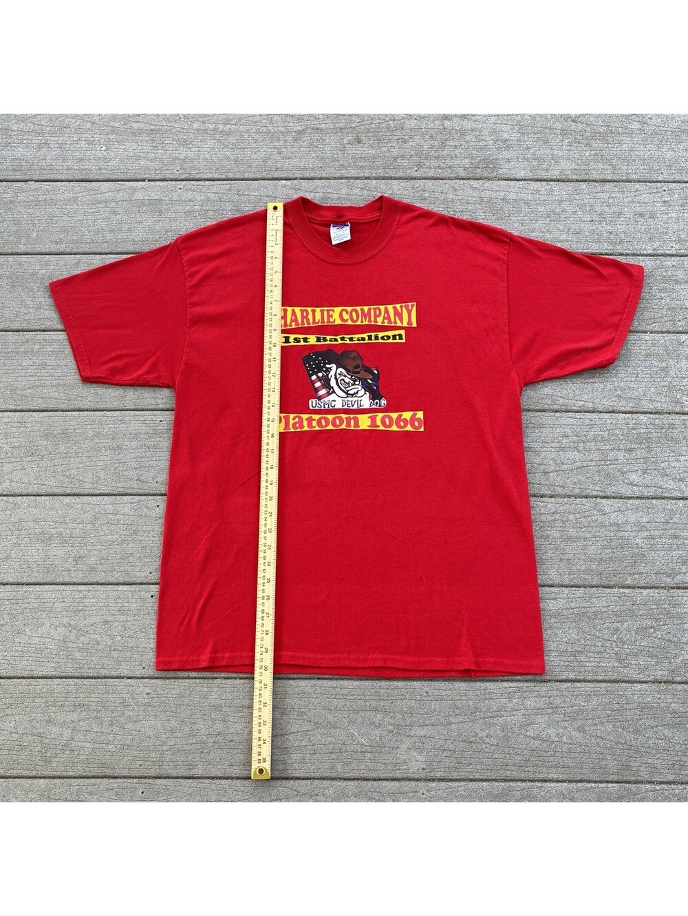 Vintage 2000s USMC Charlie Company 1st Battalion Platoon 1066 Mens XL Red Y2K
